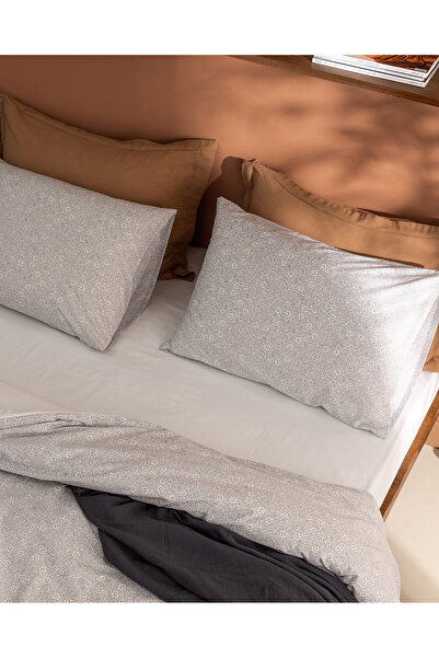 Madame Coco Alida King Size 100% Cotton Ranforce Printed Duvet Cover Set - Gray