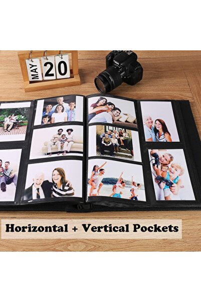 X SPRING Photo Album 4x6 Inch, 600-Picture Capacity, PU Leather (Small Leaf Gold)