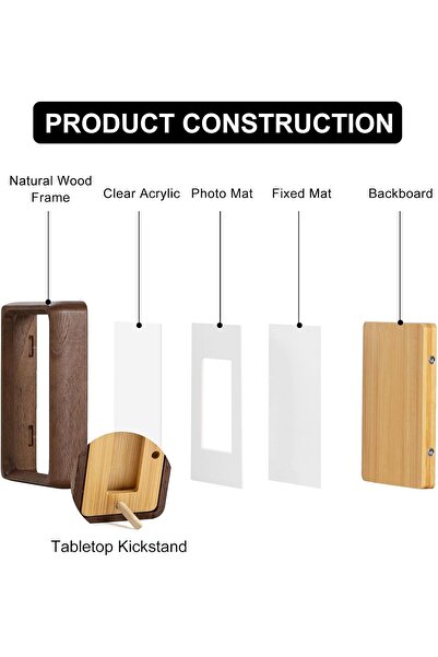 AZONEE 3.5x5 Inch Wooden Mini Photo Frame - Natural Walnut