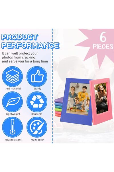 Tazweeq 6Pcs Magnetic Photo Frame (Fits 3.5 x 2.6 in), Multicolor