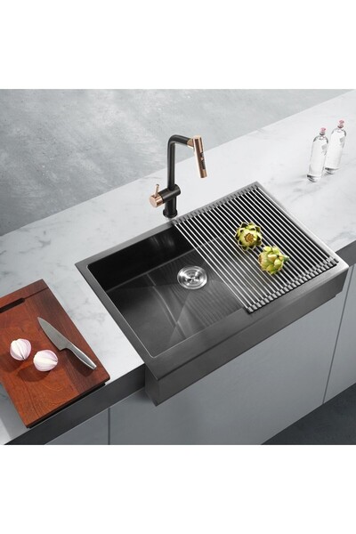 CookingAid Baterie bucătărie Ferrara Negru/Roz auriu cu furtun extractibil, 425 x 210 mm