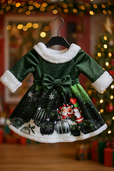 Inovius Rochita Verde cu Motive de Craciun - NNK106-Marime 4 Ani