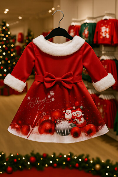 Inovius Rochita cu Mos Craciun si Globuri - NNK107-Marime 4 Ani