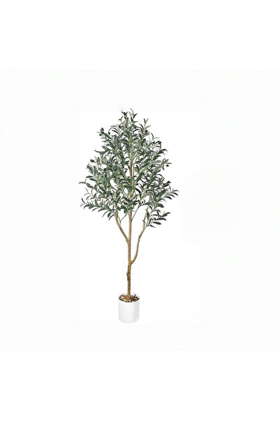 SCHENKERO 150cm (4.9ft) Fake Olive Tree Simulated Bark Dense Foliage UV-Protected Balcony Use.