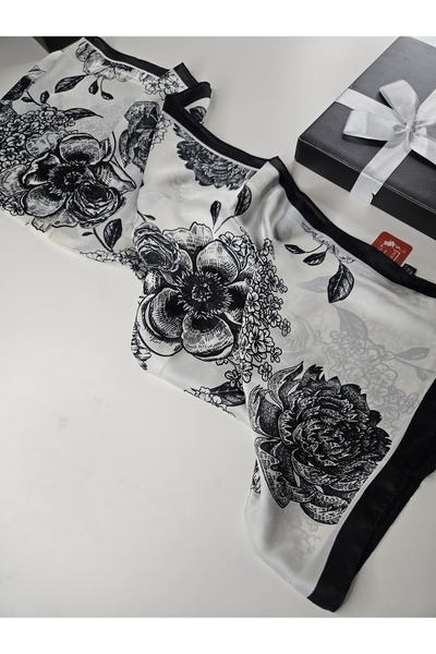 tomrisboutique Luxury Voile Silk Shawl Hijab Foulard Scarf Shawl Floral Patte...