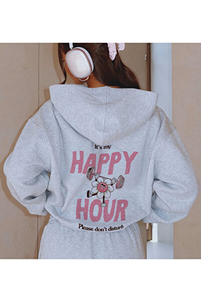 Oceanwear Happy Hour Printed Hooded Women's Sweatshirt