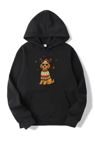 SUNFREE New Year Special Series Dog Christmas Printed Ka Hooded Iyah Sweatshirt