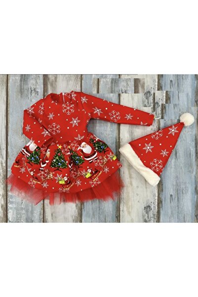 Inovius Rochita Rosie cu Caciulita - Motive Craciun - NNK115-Marime 4 Ani