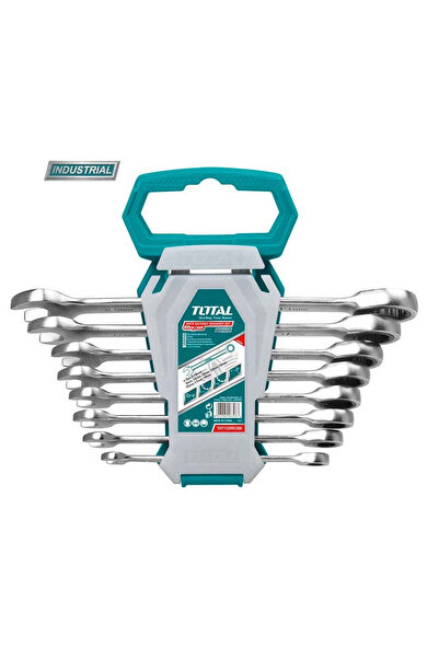 TOTAL Set of 8 Industrial ratchet combination wrenches