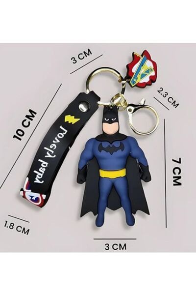 OEM Superhero Keychain Batman Style, 7 cm, 3D PVC Figure + Silicone Strap, Key/Bag Accessory