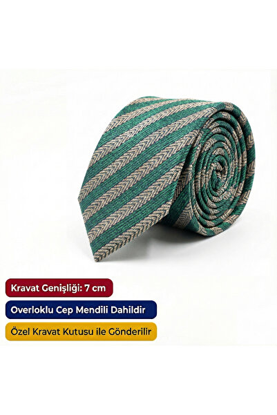 Elegante Cravatte Striped Herringbone Pattern Tie and Pocket Square - Custom Tie Box