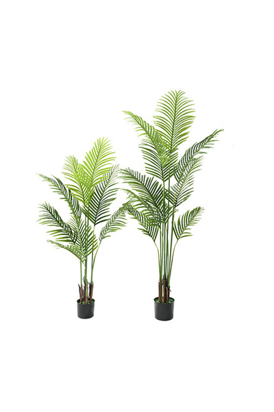 SCHENKERO 120cm (3.9ft) Artificial Areca Palm Feathery Fronds Compact Office Desk Dust-Repellent.