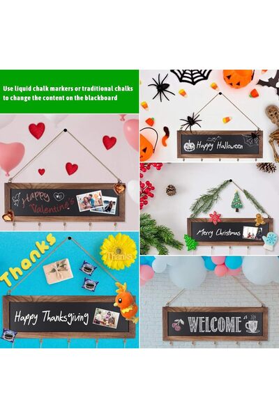 ANTOLE Collage Photo Hanging Display Board with Blackboard and 30 Clips
