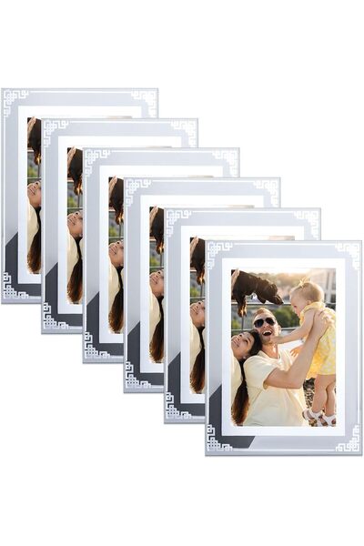 BIGTHREE 6-Pack 6x4 Silver Mirrored Glass Photo Frames (Rectangular, Tabletop)