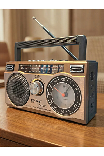 ERDİNEKS Klasik Retro Tarzı Güneş Paneli Antenli Analog Saatli Trt Bandrolü B...