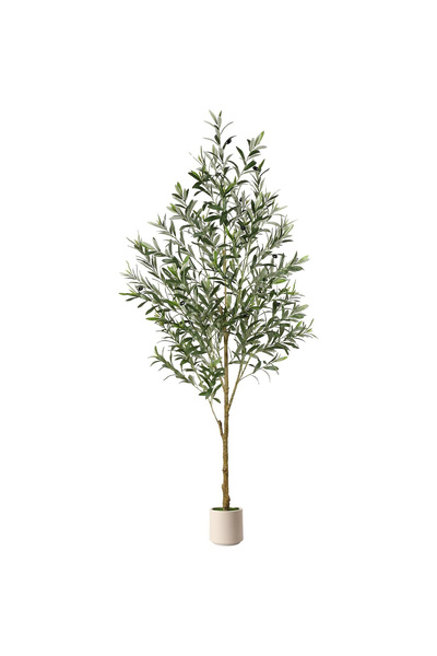 SCHENKERO 240cm (7.9ft) Large Fake Olive Tree Dense PE Leaves Thick Trunk Hotel Patio UV-Resistant.