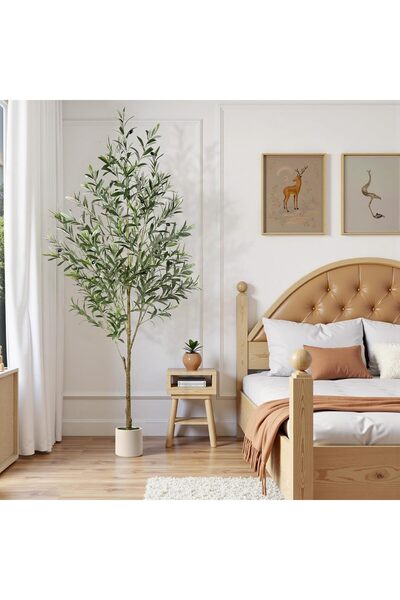 SCHENKERO 182cm (6ft) Fake Olive Tree Bendable Branches PE Foliage Indoor Outdoor Hotel Decor.
