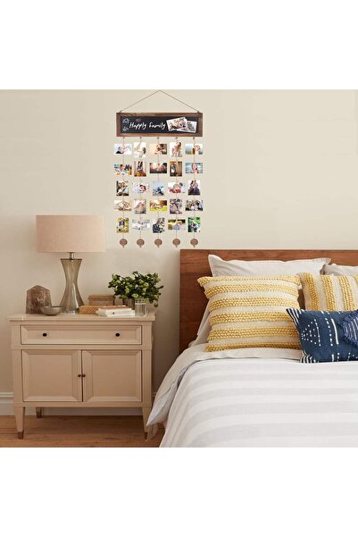 ANTOLE Collage Photo Hanging Display Board with Blackboard and 30 Clips