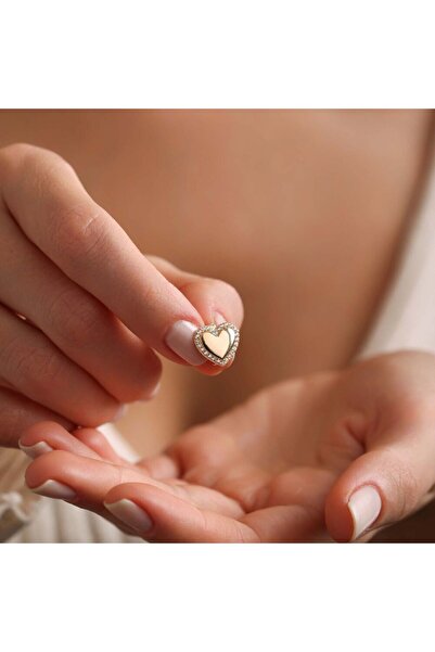 Sembol Gold 14 Ayar Kalp Charm Uç ( Bilezik ) 1,0 cm