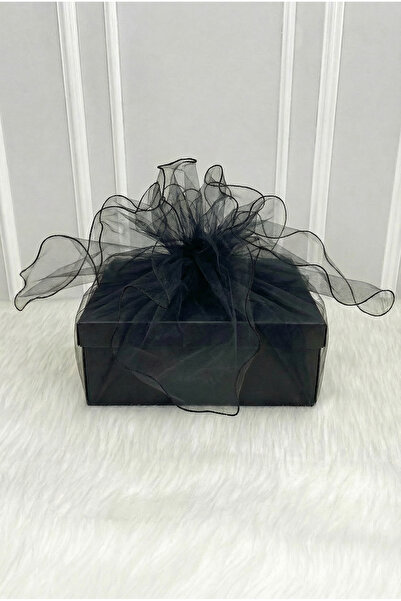 ZEYMERADE Siyah Süsleme Tülü, Overlok Kenar Bohça Çeyiz Gelin Damat Söz Nişan...