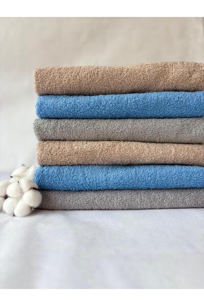 S&R 6 قطع مناشف 50×90 سم للوجه واليدين والرأس باللون الأزرق والرمادي والبيج م...