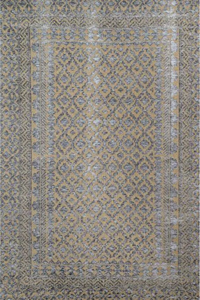 Al Kaffary Carpet Sofa Rug, Geometric patterened Belgian Crafted Jute rug, suitable for all spaces, blue & beige