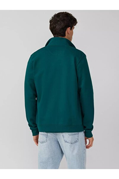 s.Oliver Men's high collar zip-up blouse, Regular fit, Green