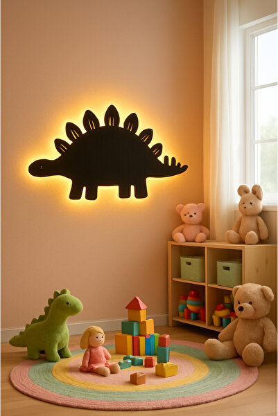 Dekorvin 1 Adet Dinazor Led Işık Gece Lambası Bebek Çocuk Odası Duvar Dekoras...