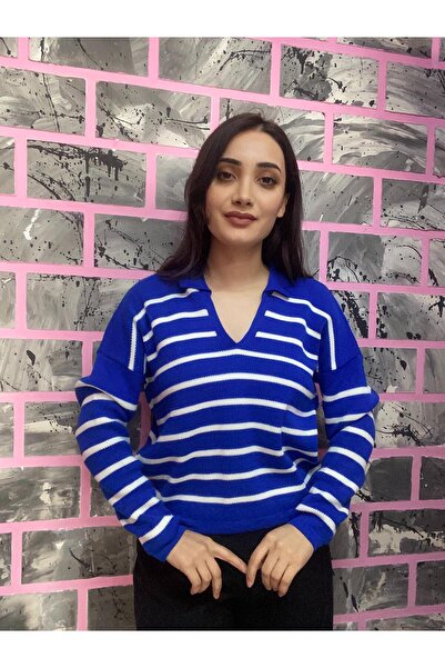 EGELİMODA Polo Neck Knitwear Striped Sweater