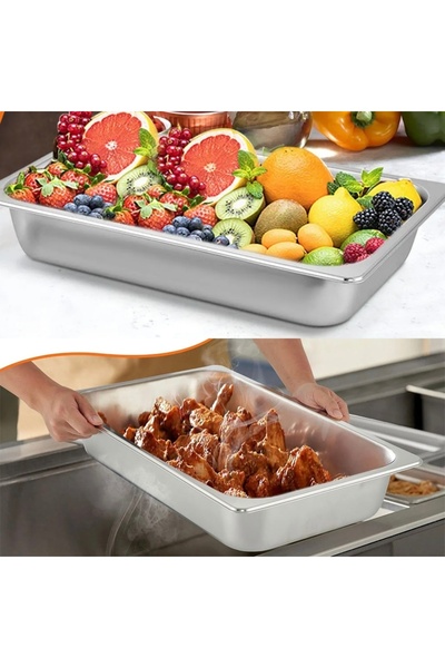 PUFO Stainless steel gastronorm tray for storing food, sauces, ice cream, ideal for catering, restaurant