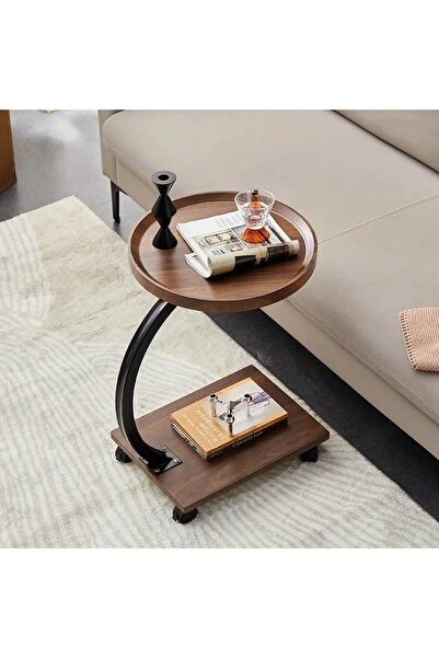 Vi Markets Wooden-Top Serving Table – Metal Frame – Portable with Wheels