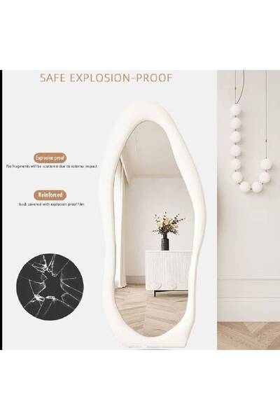 NKX مرآة خلع الملابس كاملة الطول على شكل مانجو، بيضاء