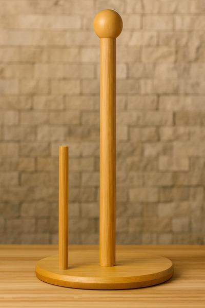 Mutfak Köşesi Lona Bamboo Paper Towel Holder – Natural Wood Stand, Kitchen Countertop Paper Towel Holder, Napkin Holder