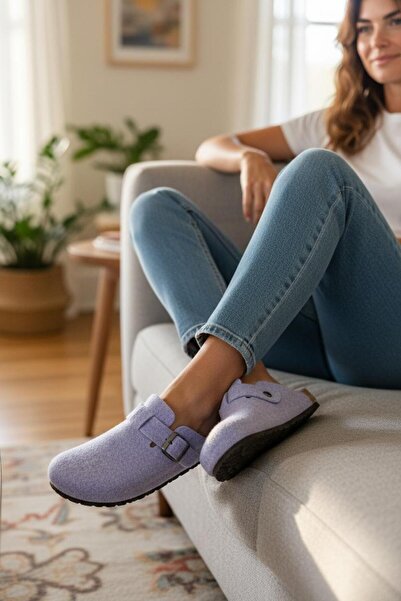 Twigy Full Orthopedic Felt Women's Comfortable and Lightweight Stylish Lilac House Slippers