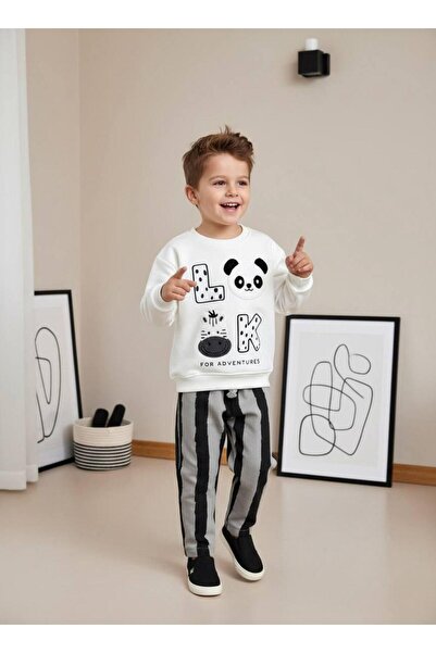 KidsSel Boy's Printed Model 3 Thread Cotton Fabric Bottom and Top Set