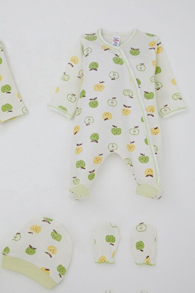 Breeze Baby Boy Hospital Release 8-Piece Cute Little Apple Patterned 0-3 Months, Ecru