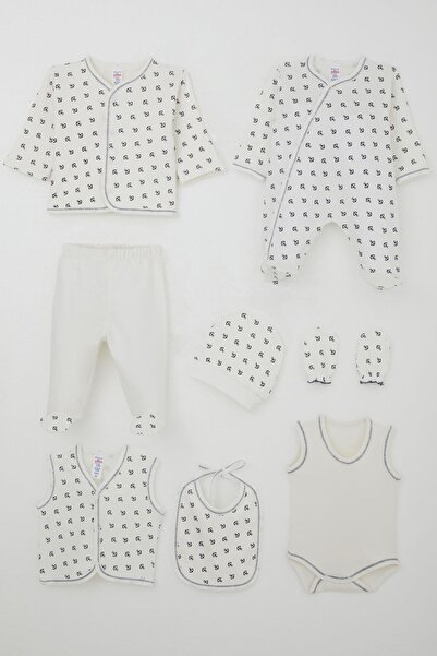 Breeze Baby Boy Hospital Release 8-Piece Set with Nautical Theme and Anchor Pattern, 0-3 Months, Ecru