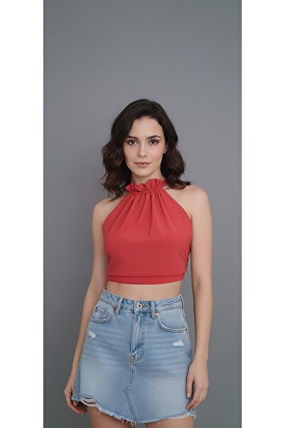 Pubblica Women's Backless Drawstring Crop Blouse