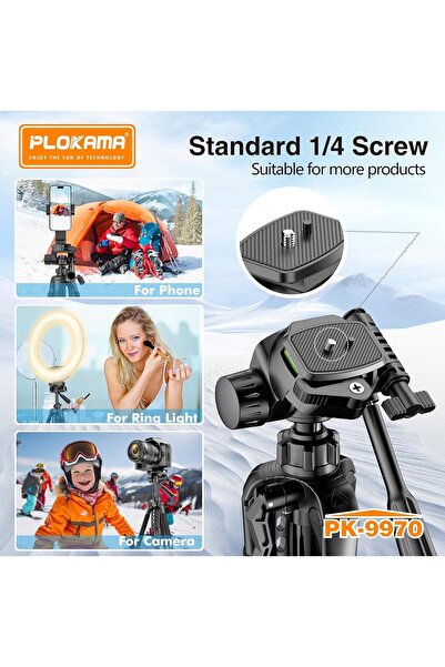 PLOKAMA PK-9970 180cm 360° Rotating Tripod with Bluetooth Remote & Phone Holder