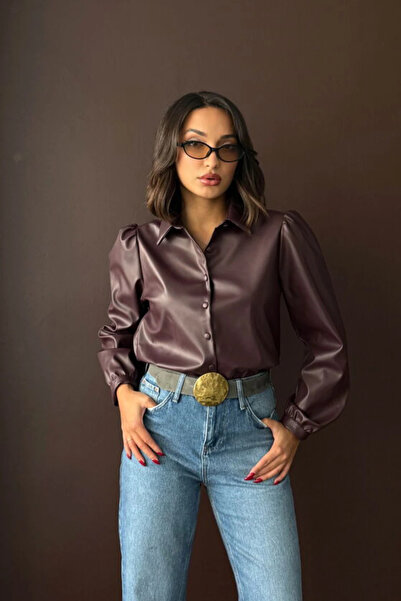 cemo Suni Deri Uzun Kollu Gömlek