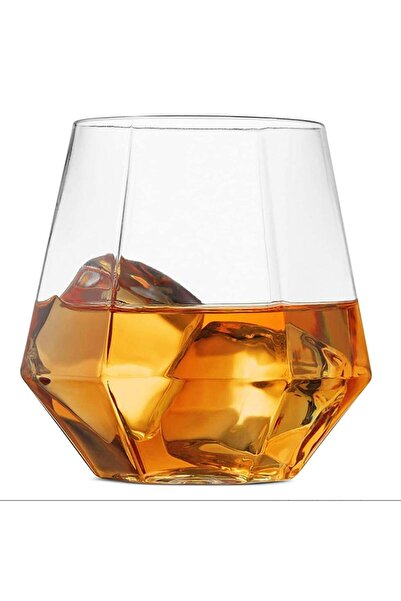 Delisoga Set of 6 hexagonal whiskey / cocktail glasses - transparent glass glasses for fine drinks