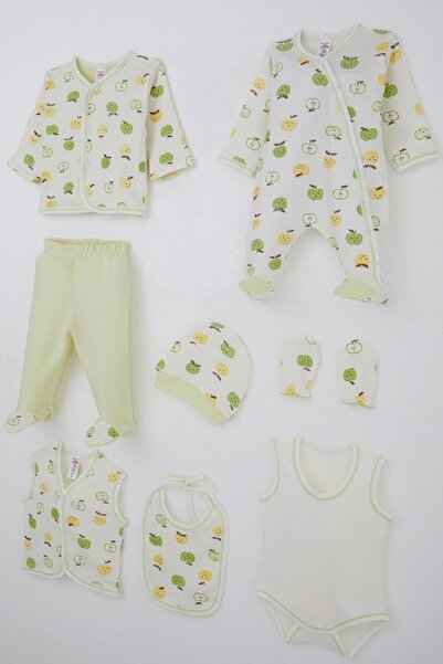 Breeze Baby Boy Hospital Release 8-Piece Cute Little Apple Patterned 0-3 Months, Ecru