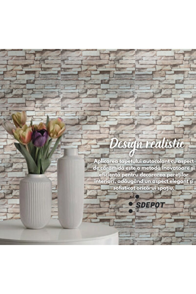 SDEPOT Set of 30 S DEPOT® wallpaper tiles, 3 mm thick, dimensions 70x77 cm, realistic brick type, cream