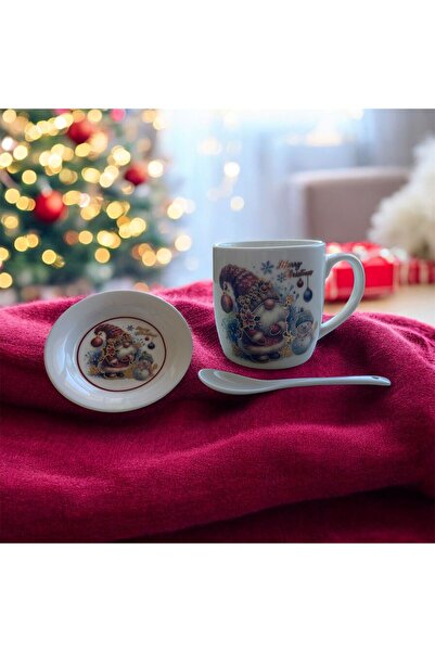 ramkovska Mug Set New Year Gift New Year's Porcelain Mug Plate Spoon