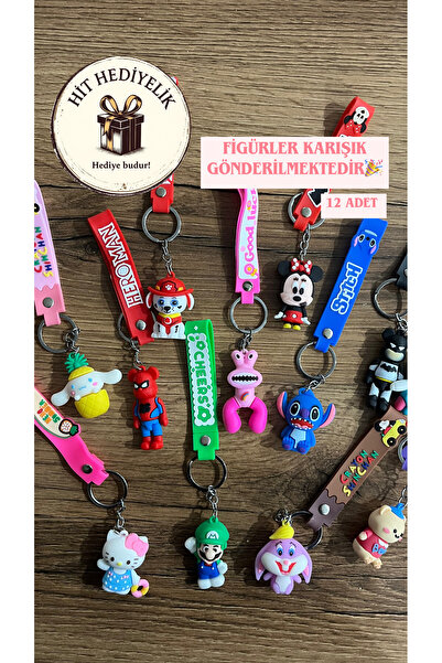 TARİH İTHALAT 12’li Karışık Silikon Karakter Anahtarlık Seti – Renkli ve Sevimli Modellerdir