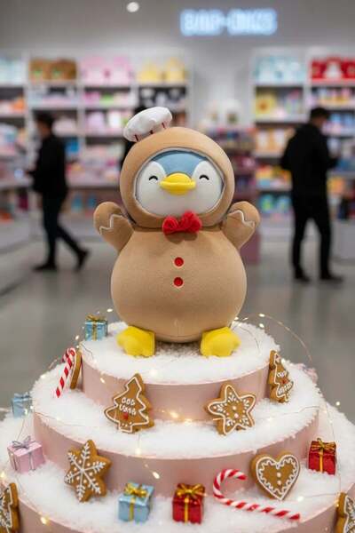 Miniso Mini Family Serisi Gingerbread Man Peluş Oyuncak - Mavi Penguen