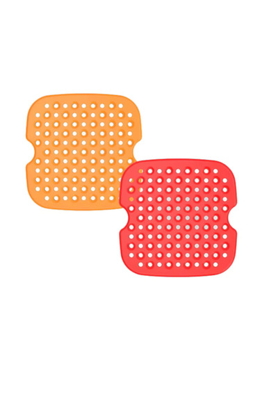 OEM Set of 2 silicone mats for hot air fryer, diameter 21.5 cm, red, orange