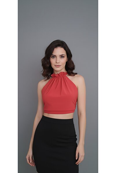 Pubblica Women's Backless Drawstring Crop Blouse