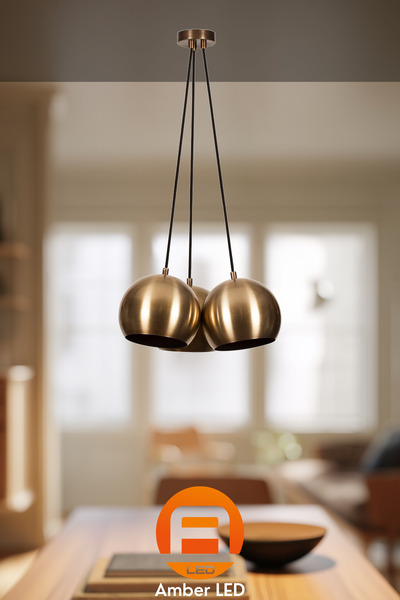 AmberLED Modern Metal Gövdeli 3'lü Tepsi Sarkıt Aydınlatma Mutfak ve Salon İçin