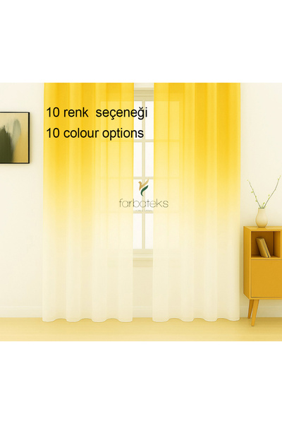 farbateks Yellow Tulle Curtain Gradient Color Transitioning 3 Layers Pleated Tulle Curtain